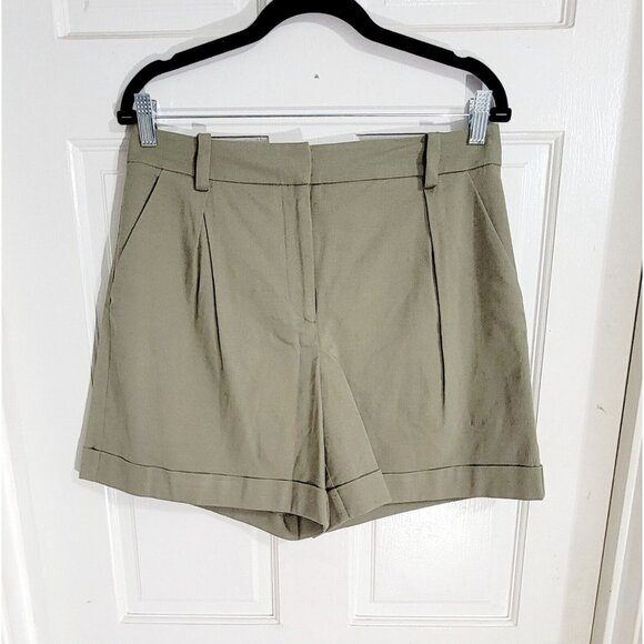 Trina Turk Womens Sage Green Pleated‎ High Waisted Shorts Slash Pockets Size 6 - Picture 3 of 9